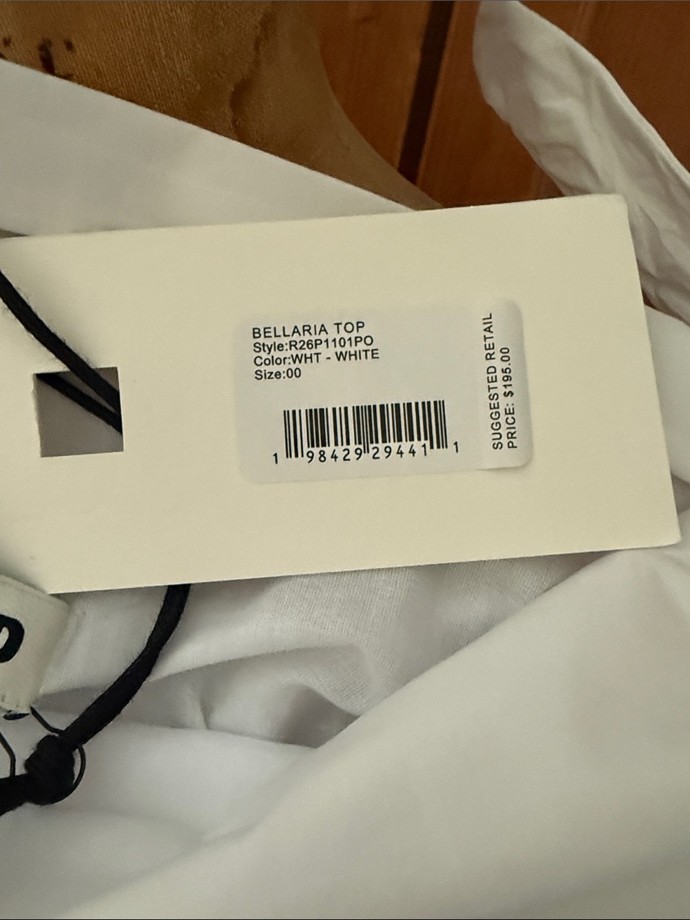 NWT STAUD Women’s Bellaria White Knotted Shoulder Cotton Top Sz 00 - Picture 7 of 10
